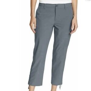 Eddie Bauer Women's Ripstop Crop Pants Cargo Hiking Stretch Large Gray New